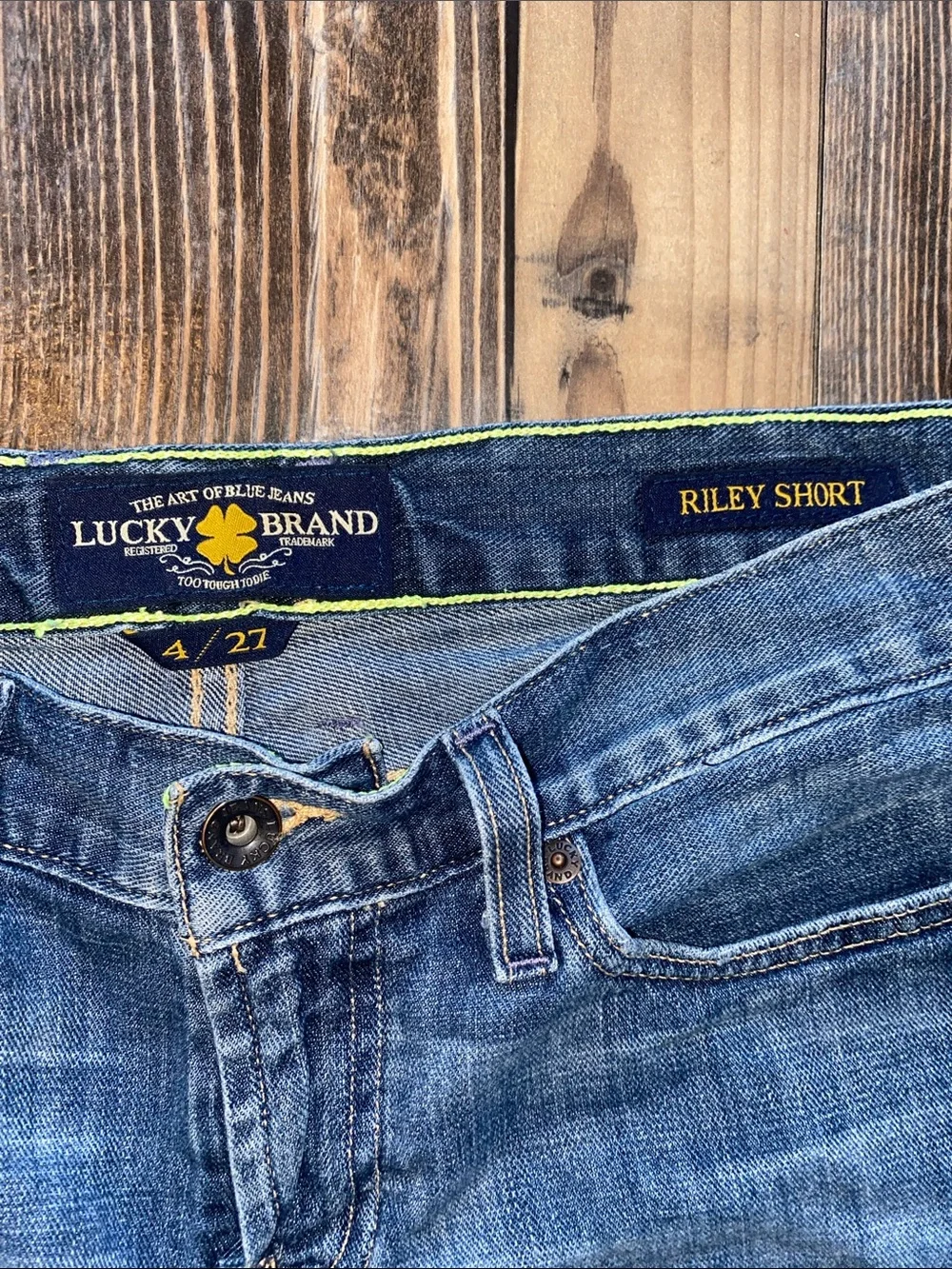 Lucky Brand Mid-Blue Distressed Denim Cutoff Shorts